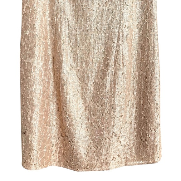 Gunne Sax Jessica McClintock Vintage Gold Lace Cocktail Dress Made in USA - Picture 4 of 13